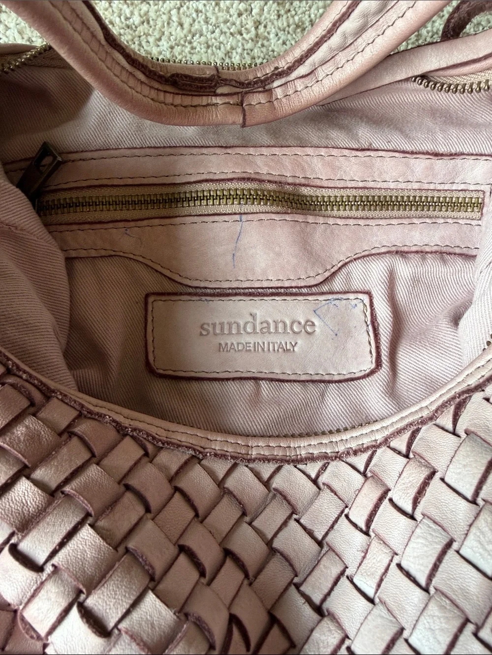 Sundance Made in Italy Dusty Rose Bag with Crossbody Strap